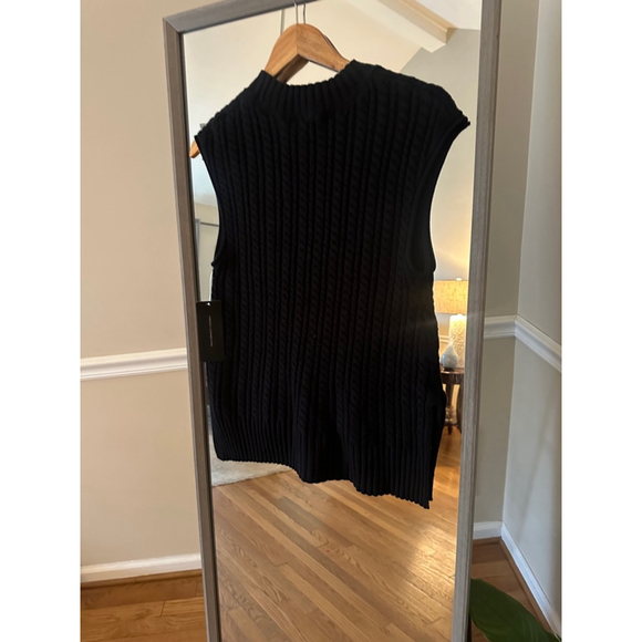 French Connection Black Open Knit Manda Vest - Picture 7 of 7